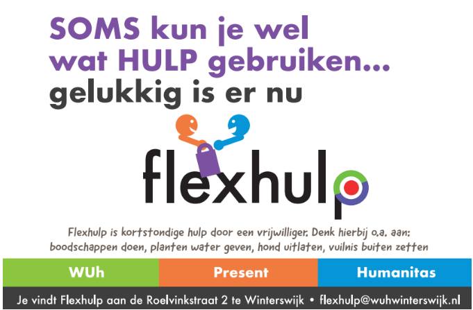 Flexhulp biedt hulp op maat

Flexhulp is een samenwerking tussen Humanitas Graafschap, Present Winterswijk en de De Winterswijks…
